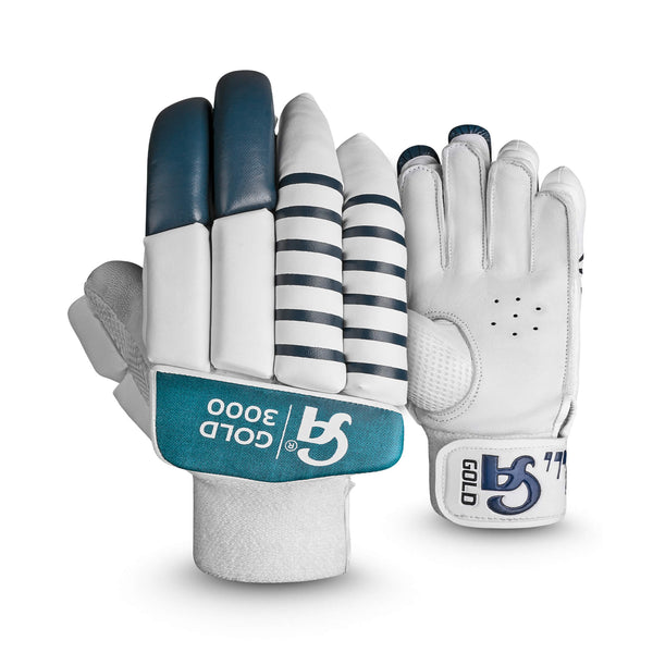 CA Cricket Batting Gloves - GOLD 3000  For Adults- Right Handed White/Navy