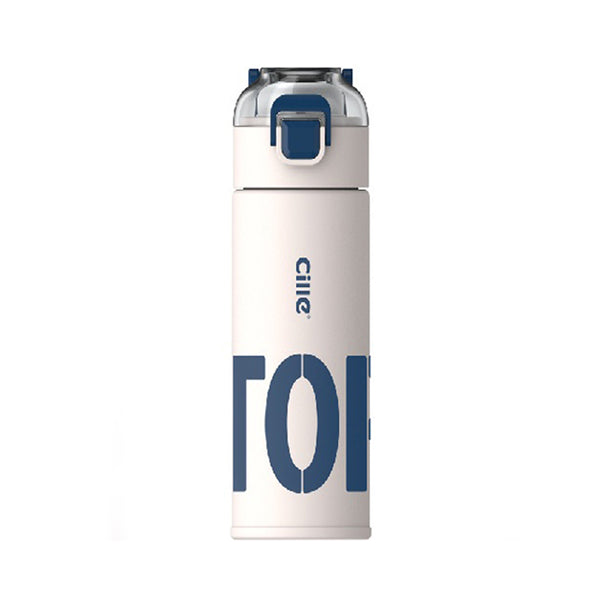 CILLE Vaccum Steel Water Bottle -  Hot & Cold Thermos - 400ml Off White XB-22171