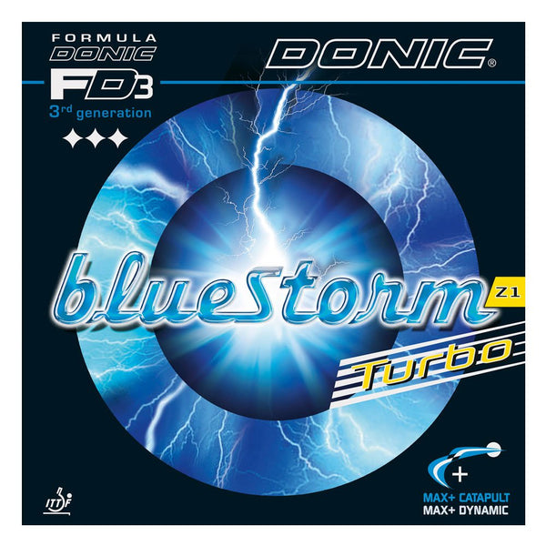 Donic Table Tennis Rubber - Bluestorm Z1 Turbo Max - 3rd Generation - Black