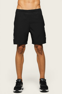 APOLLO 2511 103 040204 Micro Twill Polyester Running Short 7" Men's - Black