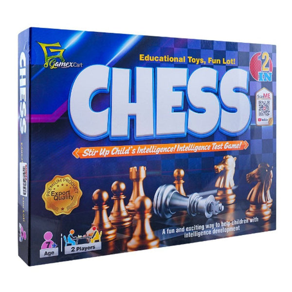 Gamex Cart Chess - 2 Games In 1 - Navy/Blue - 7601