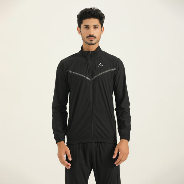 APOLLO Windbreaker Jacket Mens - Micro Stripe Nylon 2511 102 102312 Black