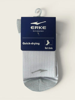 ERKE Cotton 11326212018-001 Men Flat Mid Socks - White