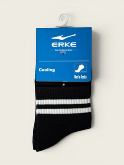 ERKE Cotton 11326212021-002 Men Flat Ankle Socks - Black
