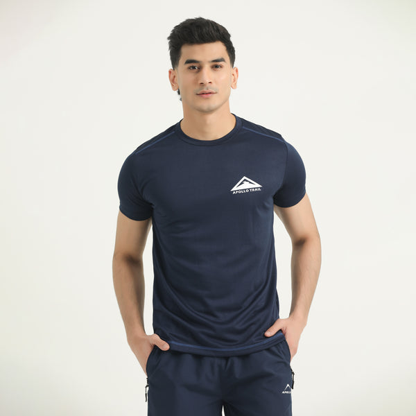 APOLLO Sports T-Shirt Mens - Micro Mesh Polyester Navy 2411 100 020301