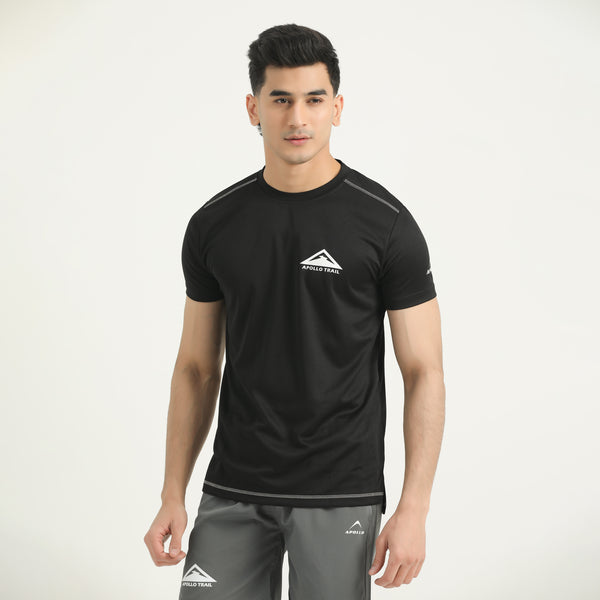 APOLLO Sports T-Shirt Mens - Micro Mesh Polyester Black 2411 100 020301