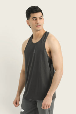 APOLLO 2411 100 010302 Micro Mesh Polyester Tank Top Men's - Dark Grey