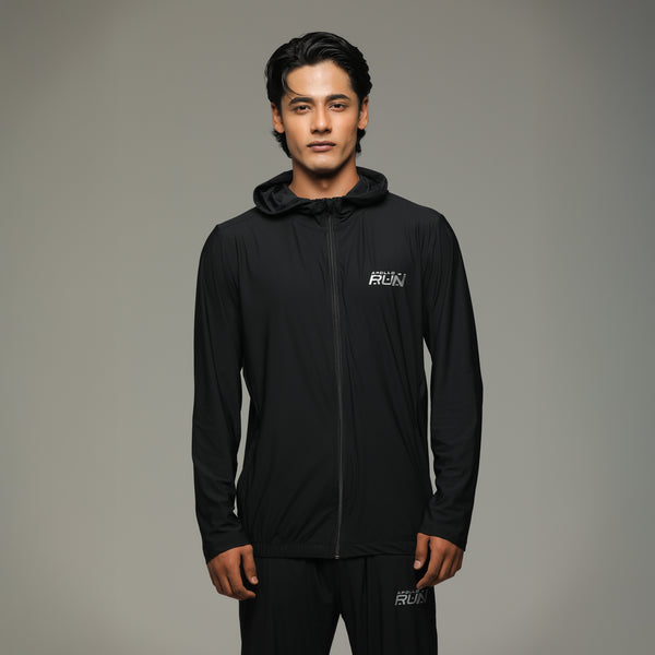 APOLLO Windbreaker Hoodie Mens - Micro Stripe Nylon 2511 103 111903 Black