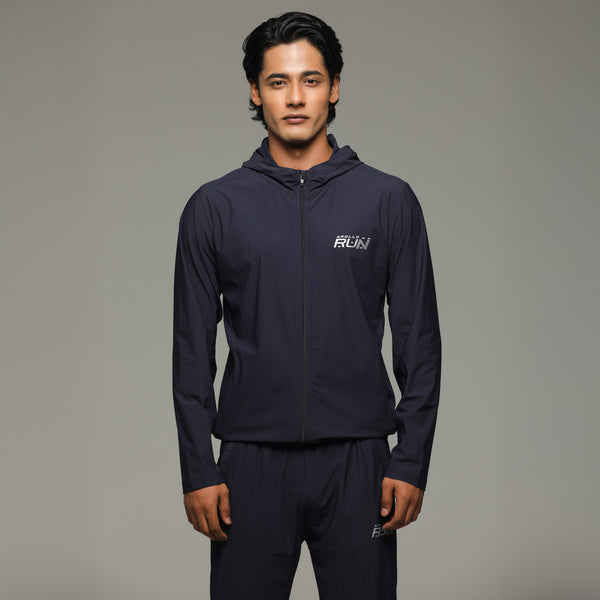 APOLLO Windbreaker Hoodie Mens - Micro Stripe Nylon 2511 103 111903 Navy