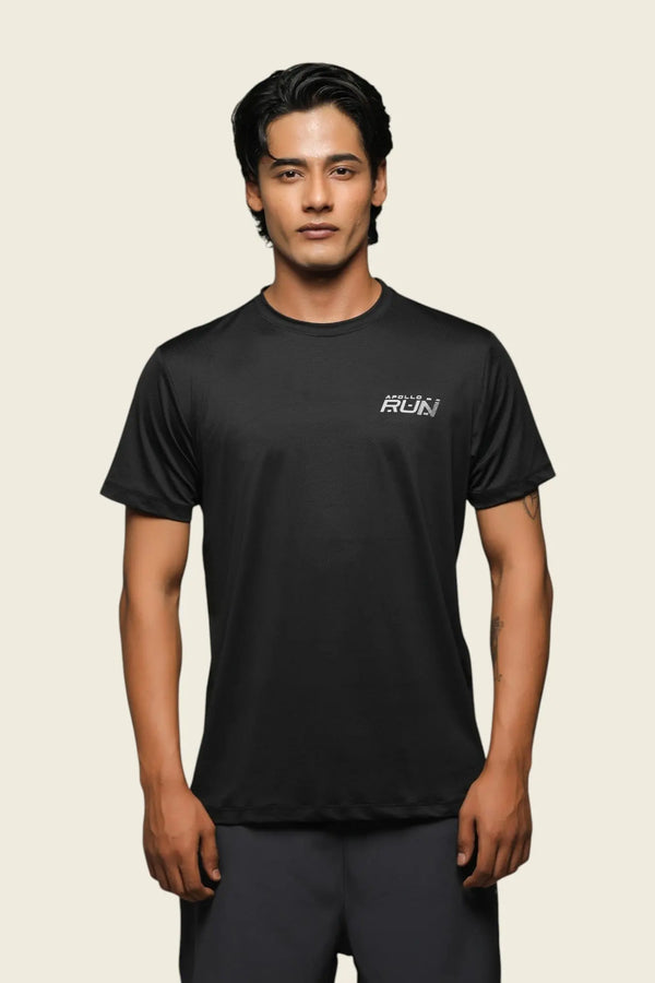 APOLLO 2511 103 020604 Dri-Fit Polyester Sports T-Shirt Men's - Black