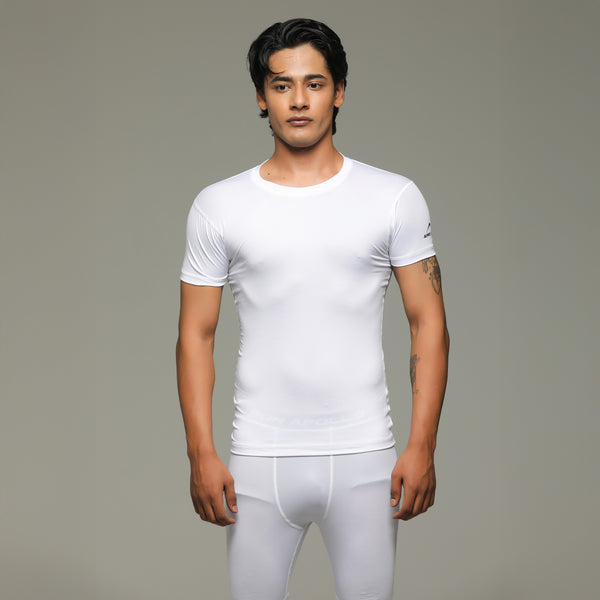 APOLLO Compression T.Shirt Mens - Dryfit Lycra Base Layer 2511 103 022203 White