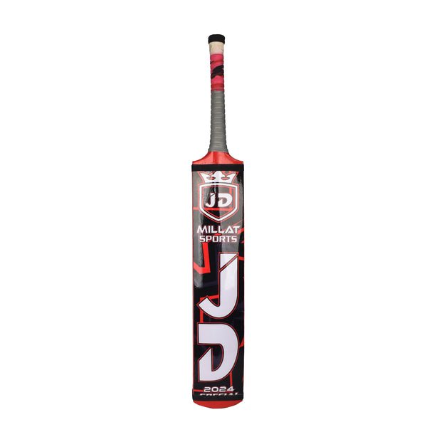 JD Cricket Tapeball Bat -  Millat Sports  Srilankan Coconut Wood - Red