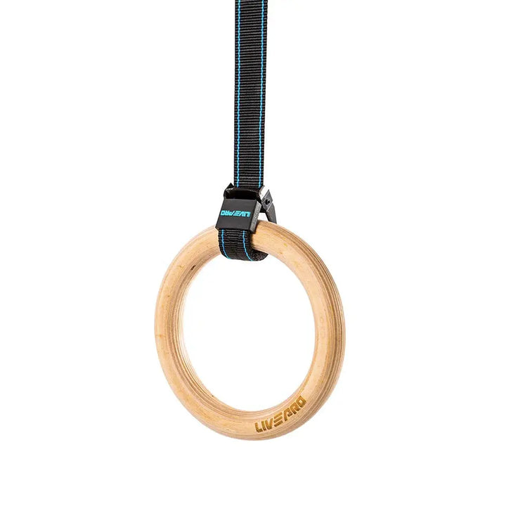 Rustic Olympic Rings LIVEPRO Olympic Gymnastic Wood Ring - Wood Rings With Straps and Buckl ...