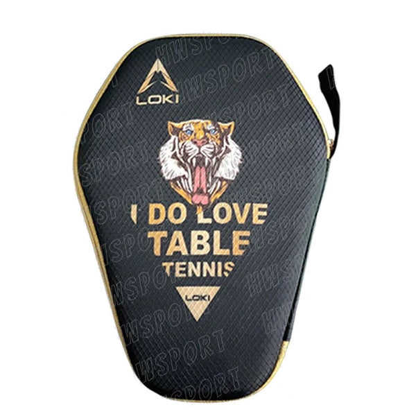 Loki Table Tennis Racket Case - Tiger Diamond Shaped Hard Cover - Black