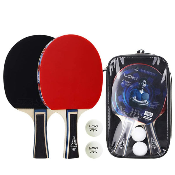 Loki Table Tennis Racket - Model K1000 - 2 Rackets+2 Balls+Bag