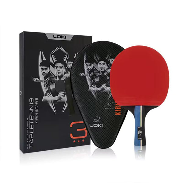 Loki Table Tennis Racket - Kirin 3-Star With Bag - Red/Black