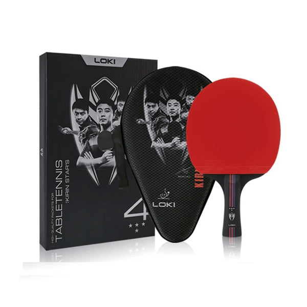 Loki Table Tennis Racket - Kirin 4-Star With Bag - Red/Black