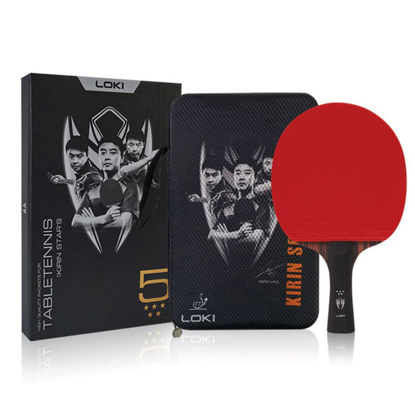 Loki Table Tennis Racket - Kirin 5-Star With Bag - Red/Black