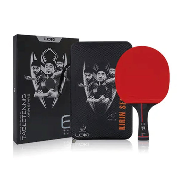 Loki Table Tennis Racket - Kirin 6-Star With Bag - Red/Black