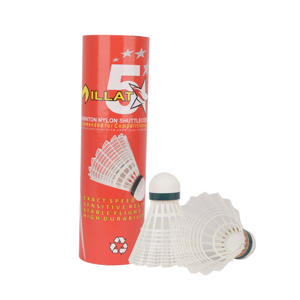 Millat Badminton Shuttlecock - 5 Star Nylon Shuttle - Slow Speed White 1 Piece