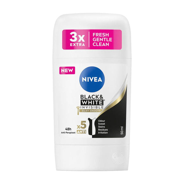 NIVEA Womens Deadorent Stick - Black & White Silky Smooth 50ML