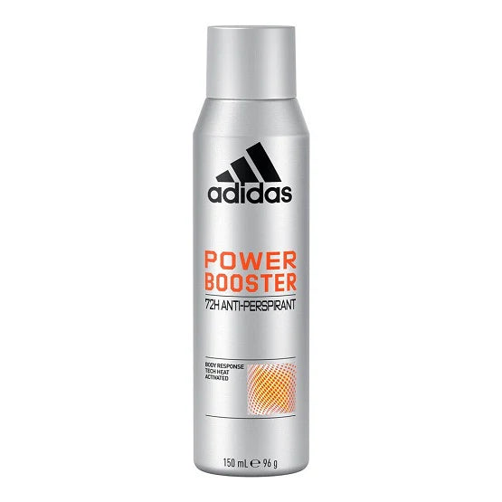 ADIDAS Mens Body Spray - Power Booster 150ML Silver
