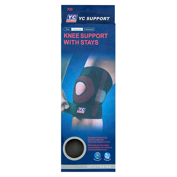 YC Knee Support - Open Patella - Black Single Piece - Model YC733B