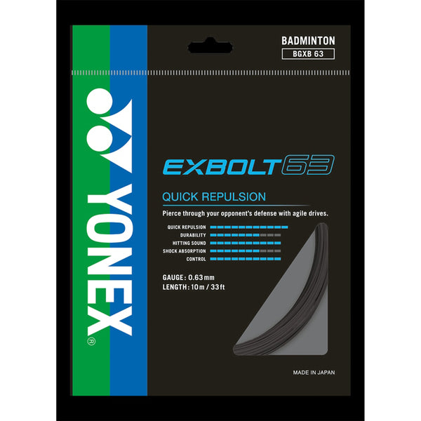 YONEX Badminton String - BG Exbolt 63 -Black