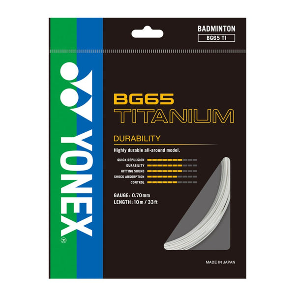 Yonex Badminton String - BG 65 Titanium - For Hard Hitters - White