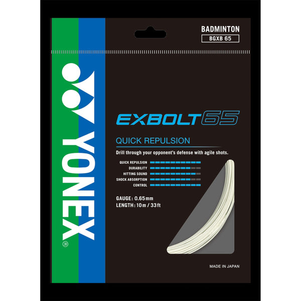 YONEX Badminton String - BG Exbolt 65 - White