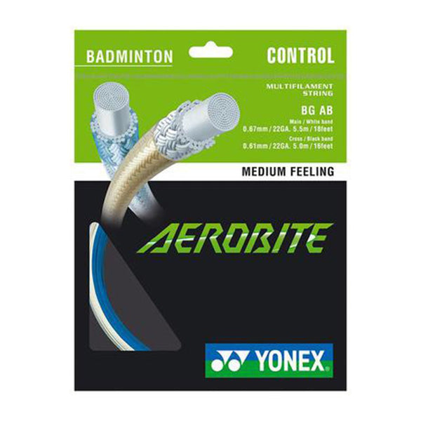 Yonex Badminton String - BG Aerobite Hybrid Combo - For Quick Repulsion &amp; Piercing Spin - White/Blue