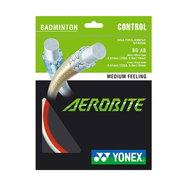 Yonex Badminton String - BG Aerobite Hybrid Combo - For Quick Repulsion & Piercing Spin - White/Red