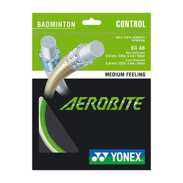 Yonex Badminton String - BG Aerobite Hybrid Combo - For Quick Repulsion &amp; Piercing Spin - White/Green