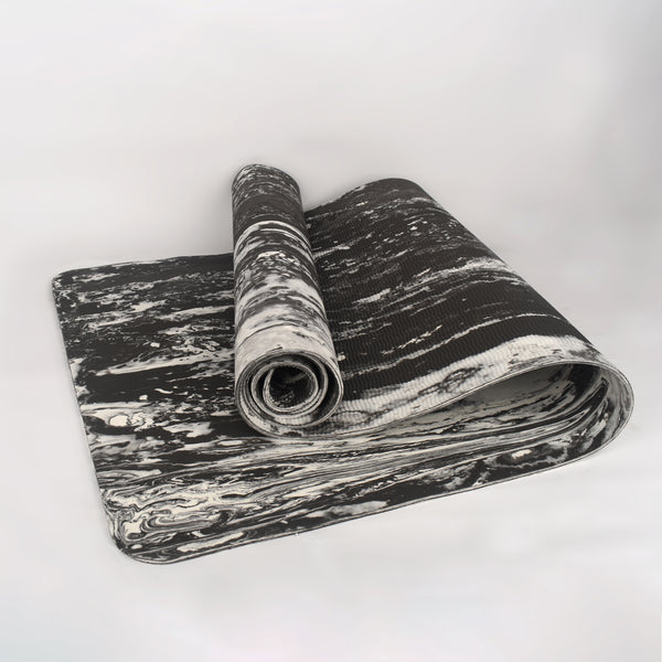 Yoga Exercise Mat - TPE Material 6mm - Marble Texture Black