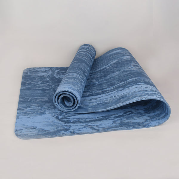 Yoga Exercise Mat - TPE Material 6mm - Marble Texture Blue