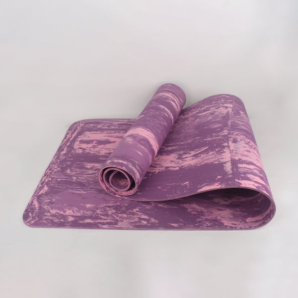 Yoga Exercise Mat - TPE Material 6mm - Marble Texture Purple