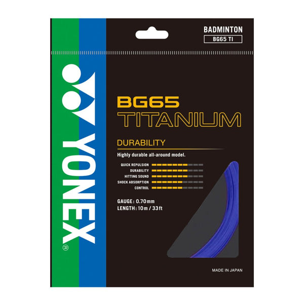 Yonex Badminton String - BG 65 Titanium - For Hard Hitters - Blue