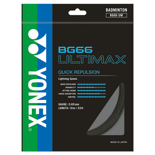 Yonex Badminton String - BG66 Ultimax - For Quick Repulsion - Black