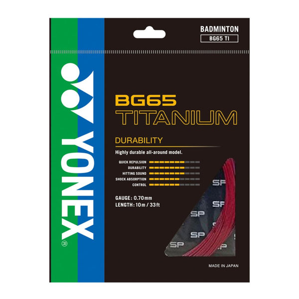 Yonex Badminton String - BG 65 Titanium - For Hard Hitters - Red