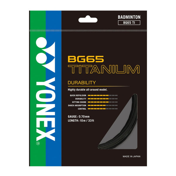 Yonex Badminton String - BG 65 Titanium - For Hard Hitters - Black