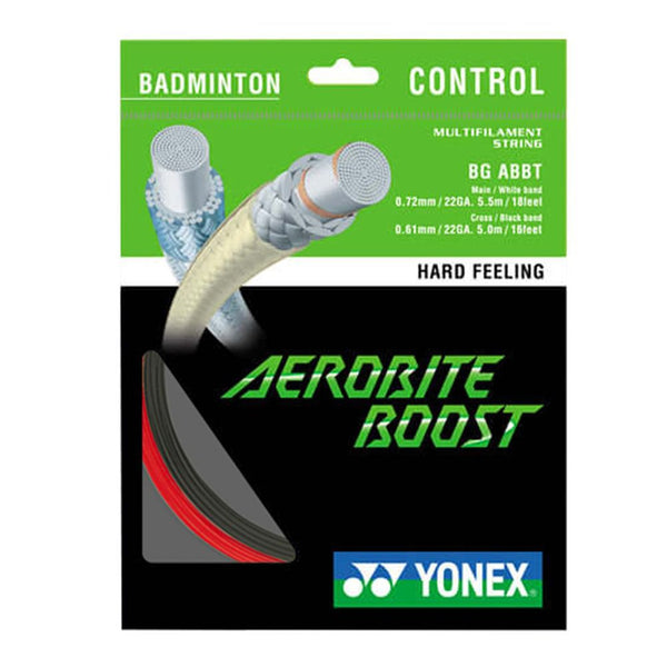 Yonex Badminton String - BG Aerobite Boost Hybrid - For Powerful Smash &amp; Sharp Spin - Grey/Red