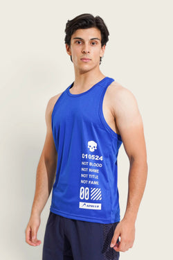 APOLLO 2411 100 010404 Interlock Polyester Men's Tank Top/Gym Vest - Blue