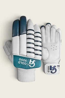 CA Cricket Batting Gloves - Gold 3000 For Adults - Left Handed White/Green