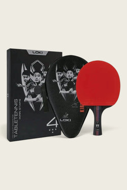 Loki Table Tennis Racket - Kirin 4-Star With Bag - Red/Black