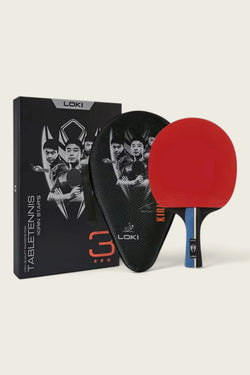 Loki Table Tennis Racket - Kirin 3-Star With Bag - Red/Black