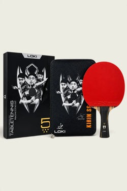 Loki Table Tennis Racket - Kirin 5-Star With Bag - Red/Black