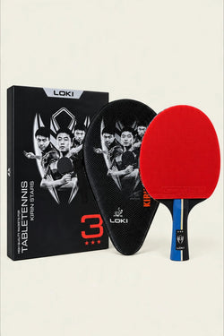 Loki Table Tennis Racket - Kirin 3-Star With Bag - Red/Black