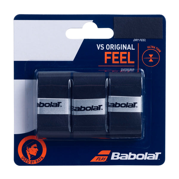 BABOLAT Tennis OverGrip - VS Original Feel X3 3Pcs Pack Black