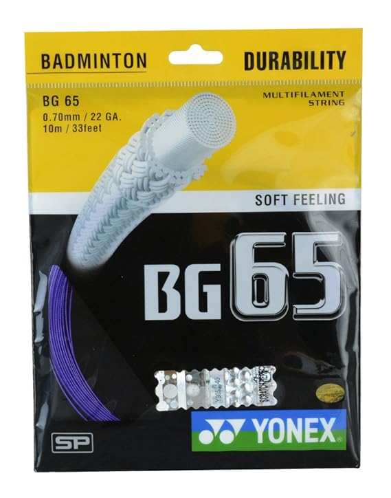 YONEX BADMINTON STRING - BG 65 0.7mm Thickness 10M Length Durable Gut for Training Violet