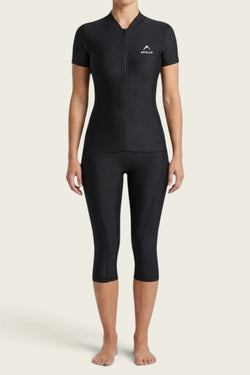 APOLLO 2652 651 150625 Lycra Short Sleeve/ Below Knees Swimsuit Women's - Black